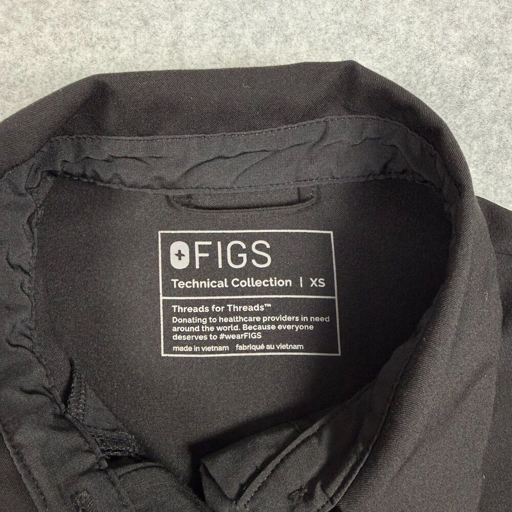 FIGS Black Technical Polo Top Nala Technical Short Sleeve Scrub XS - Picture 3 of 6